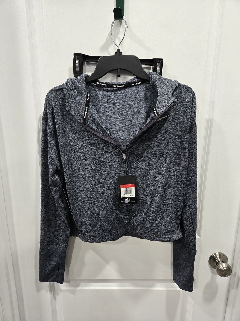 Nike Women's Heather Navy Full-Zip Crop Hooded Jacket